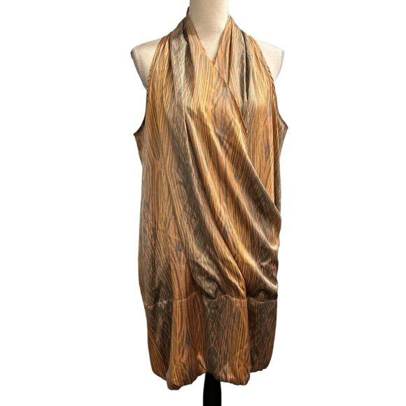 Derek Lam For Design Nation Dress Womens XL Satin Woodgrain Pap Mini Sleeveless - Picture 1 of 9